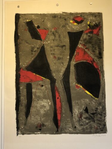 Cavalier Noir et Rouge sur fond Brun