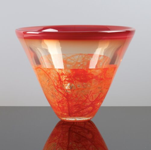 Thick-walled, clear glass, deep bowl